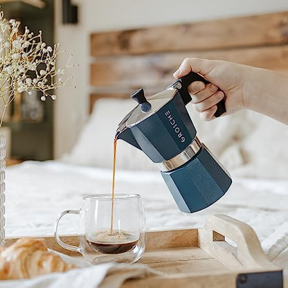 GROSCHE Milano Stovetop Espresso Maker Moka Pot 9 espresso Cup 15.2 oz Blue
