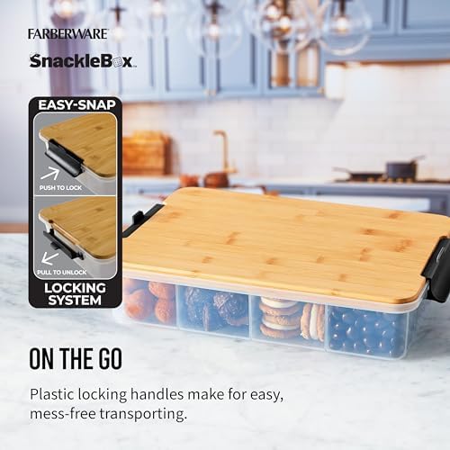 Farberware Snacklebox 11 x 16 Inch Bamboo Cutting Board with Lid