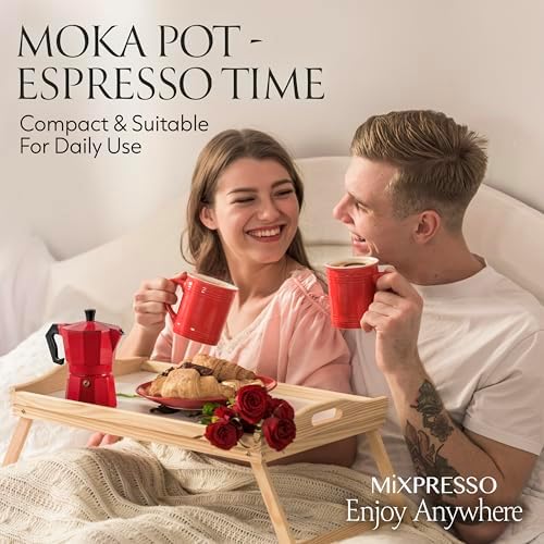 Mixpresso 3 Cup Moka Pot Stovetop Espresso Maker, Italian Cuban Coffee Pot