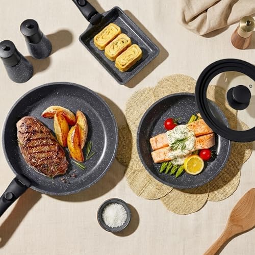 GIPP Pots and Pans Set Non Stick,Kitchen Cookware Set Detachable Handle, Non Toxic Cooking Pan Set with Frying Pans Set,RV Cookware Sets for All Stoves, Dark Grey, 17PCS