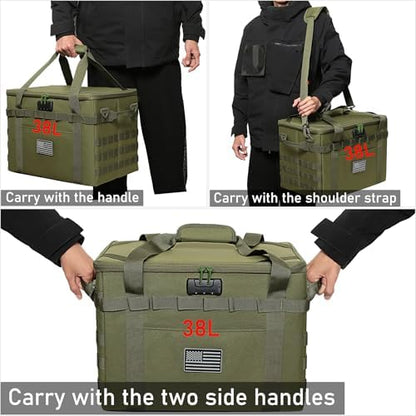 Tactical Camping Storage Bag Utility Tote Bag Camp Kitchen & Trunk Organizer with Combination Lock and Shoulder Strap