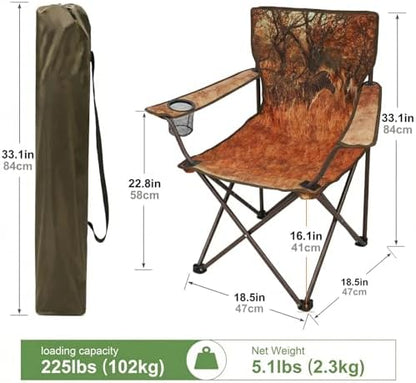 Camping Chairs 2 Pack with Animal Print,Folding Lawn Chair with Cup Holder & Carry Bag for Outdoor,Sports,Beach,Fishing,Sports