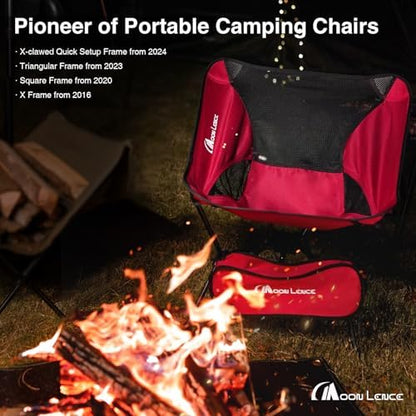 MOON LENCE Portable Camping Chair Lightweight Foldable Chair - The 4th Generation Portable Folding Chair - Compact, Ultralight Folding Chairs for Hiking Mountaineering Beach