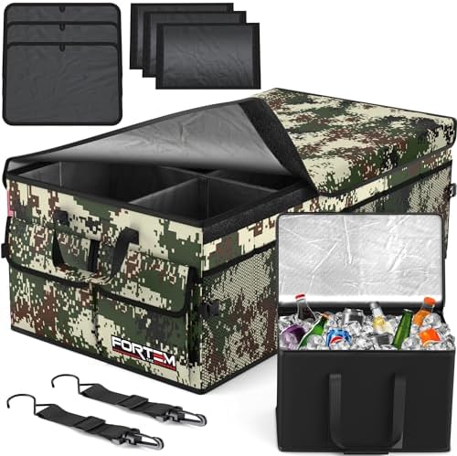 FORTEM Trunk Organizer - Foldable Car Organizer with Cooler for SUV, Trucks