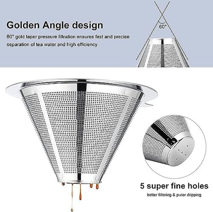 Pour Over Coffee Maker,Coffee Filter,Slow Drip Paperless Stainless Steel Cone Coffee Dripper(1 Cup) Mini