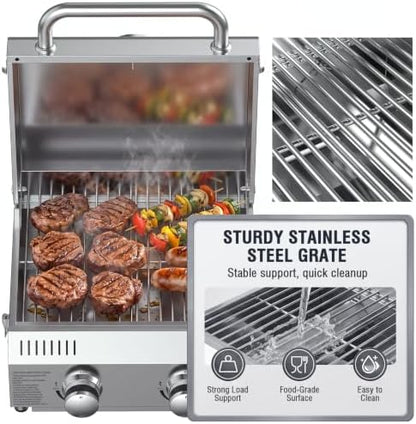 Bestfire 2-Burners Tabletop Propane Grill, 20,000 BTU