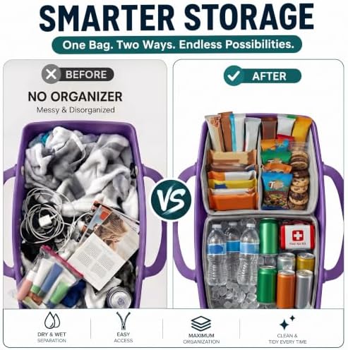 2-in-1 Cooler Insert for Bogg Bag,Cooler Organizer for Beach Rubber Tote