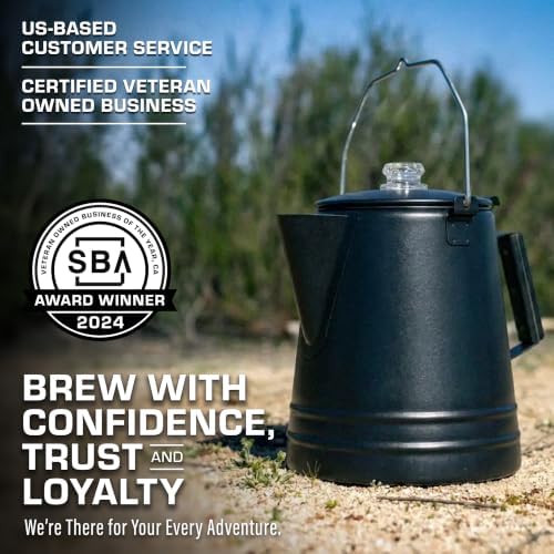 COLETTI Butte & Scoutmaster Coffee Percolator Camping — Percolator Coffee Pot, NO Aluminum or Plastic (Black, 24 Cup)