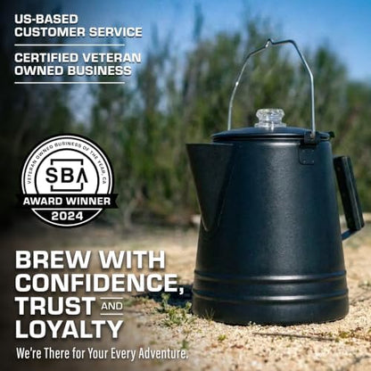 COLETTI Butte & Scoutmaster Coffee Percolator Camping — Percolator Coffee Pot, NO Aluminum or Plastic (Black, 24 Cup)