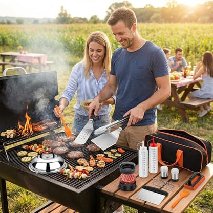 BBQ Tool Set, Stainless Steel Grill Accessories with Carrying Case, Outdoor Cooking Utensils for Camping, Tailgating, Backyard BBQ（135PC）