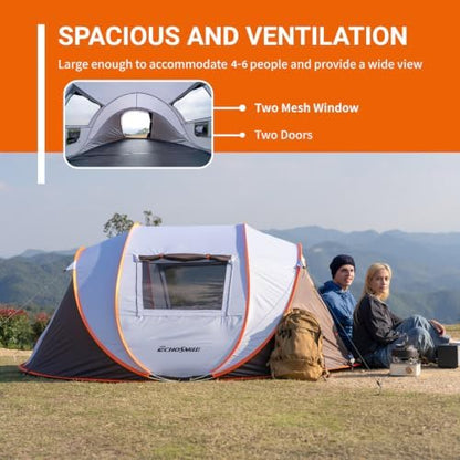 EchoSmile Instant Pop Up Camping Tent, 2/4/6 Person Easy Setup Tent