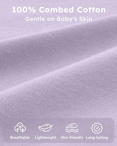 Baby Sleep Sack 6-12 Months 0.5 TOG, 100% Cotton Baby Wearable Blanket 2 Pack with 2-Way Zipper, Lightweight Sleep Bag for Boys ＆ Girls Newborn Infant Breathable Sleeing Sack Purple Flower