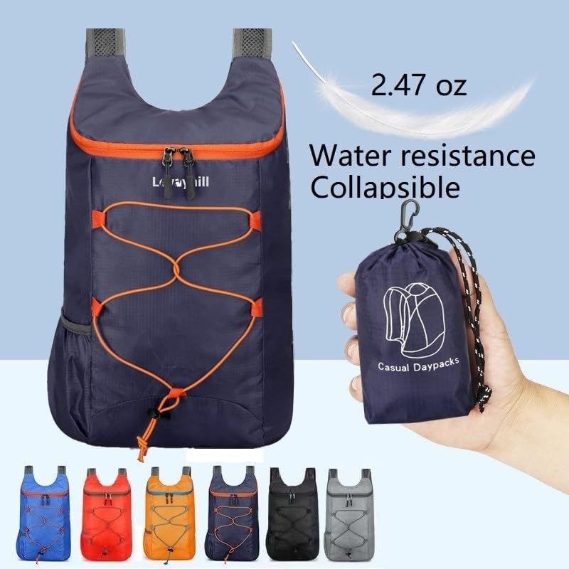16L Hiking Daypack Lightweight Foldable Travel Backpack Water Repellent Camping Outdoor Packable Easy Carry-on Bag(Dark Blue)