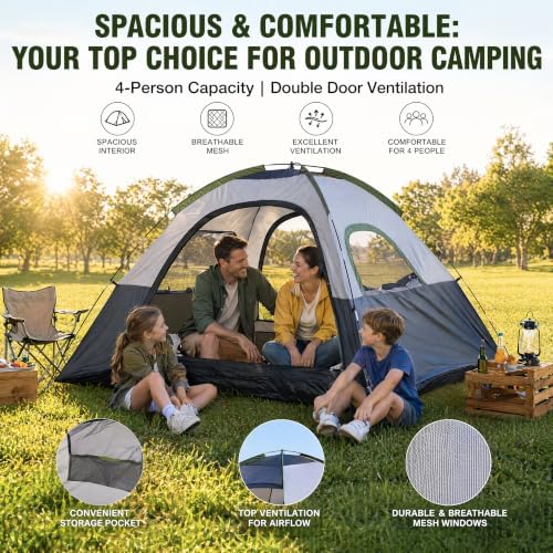 XL Camping Tents 4/6 Person Waterproof Double Layer Dome