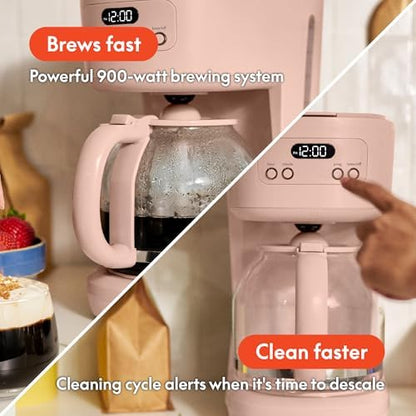 bella 12-Cup Programmable Coffee Maker with No-Drip Glass Carafe, Blossom