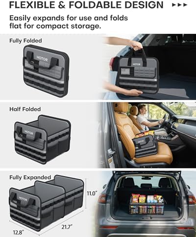 HOTOR Tactical Trunk Organizer - Car Storage with Front MOLLE Pockets
