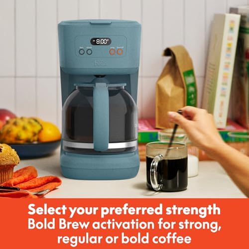 bella 12-Cup Programmable Coffee Maker with No-Drip Glass Carafe, Surf