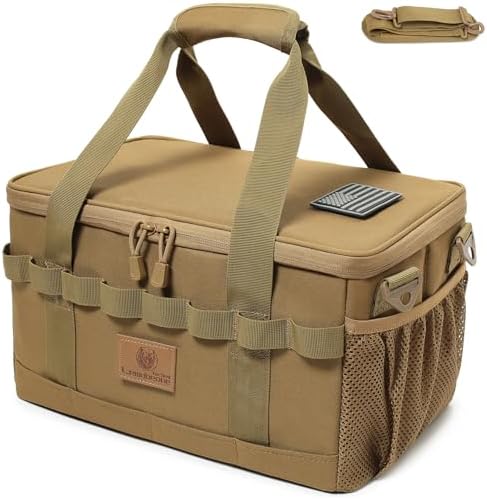 Tactical Camping Storage Bag 18L Utility Tote Bag Camp Kitchen and Trunk Organizer (Khaki)