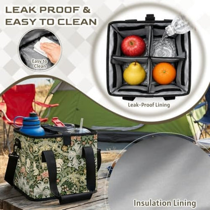 William Morris Style Print Foldable Leak-proof Soft Cooler Bag