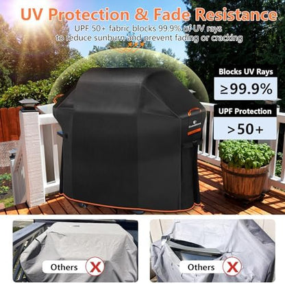 [Upgraded 1000D Heavy Duty Fabric] 65 inch Grill Cover for Outdoor Grill