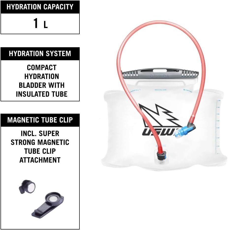 USWE Zulo Hydration Hip Pack - with Organizer and Side Pockets, Bounce Free Hip Belt (Carbon Black, 2L)