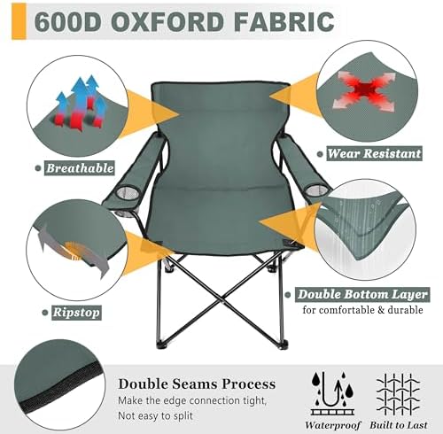 Joyfair Camping Chairs for Lawn & Beach, Large for Adults, Grey