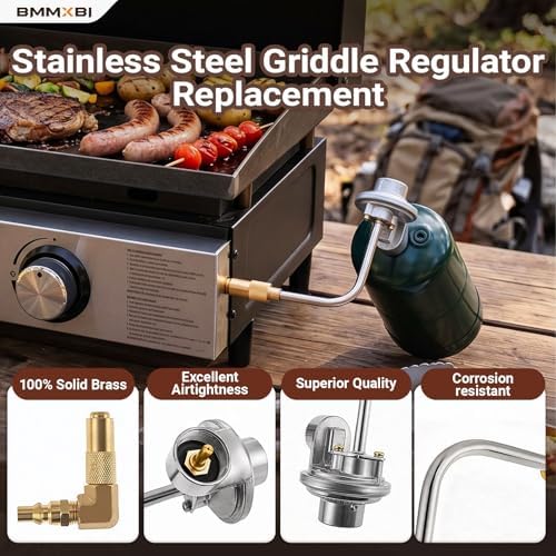 Griddle Regulator with 6FT Propane Adapter Hose for Blackstone 17/22 Inch Tabletop Griddles Gas Regulator Fit for CharBroil 19952085 Propane Regulator for Pit Boss & Member's Mark 22" Griddle Parts
