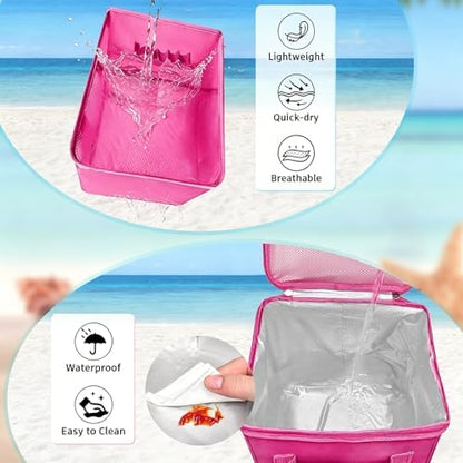 XYFuuee 2-in-1 Cooler Organizer Insert for X Large Bogg Bag Accessories, PEVA Portable Leak-Proof Ice Chest, Lightweight Mesh Divider Inserts Pouch with 4Fastener for XL Bog Beach Rubber Tote