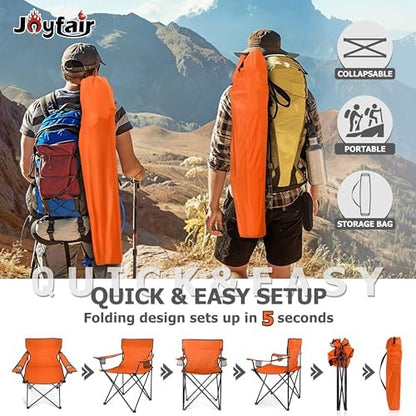 Joyfair Camping Chairs for Lawn & Beach, Large for Adults, Orange