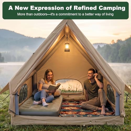 NANJEEN® Large Luxury Inflatable Camping Tent,Wind & Rain Resistant,12㎡ Interior,2-10 Person Shelter,8 Minutes Fast Setup with Hand Pump,All-Season Ready,Dual Doors,Mosquito-Proof Mesh Windows