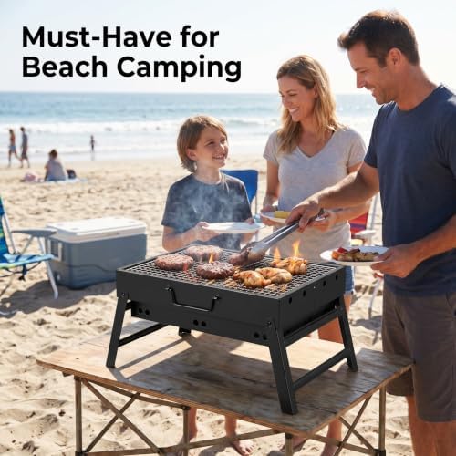Portable Foldable Charcoal Grill 15" Tabletop BBQ