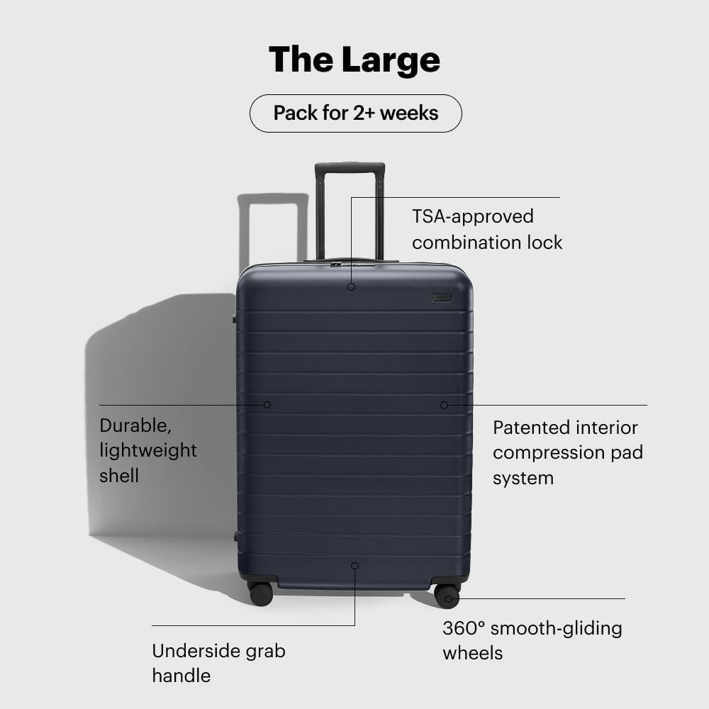 Away Large Checked Luggage, 29 Inch Hardside Suitcase with Spinner Wheels, Lightweight & Durable, TSA Lock, Jet Black