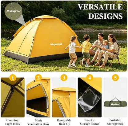 1-2 Person Camping Tent, Easy Manual Setup Dome Tent, Waterproof Windproof Lightweight Backpacking Tent with Breathable Mesh for Hiking, Outdoor Travel & Beach
