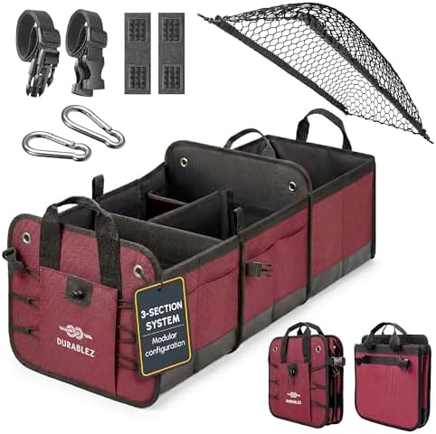 Large Modular Collapsible Car Trunk Organizer, Cherry