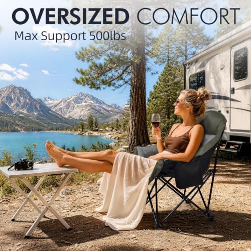 Oversized Camping Chair for Adults 2 Pack - Heavy Duty Outdoor Padded Chair