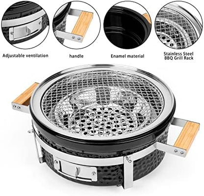 ONLYFIRE GRILLS 14”Ceramic Hibachi Charcoal Grill with Grid Lifter, GS305