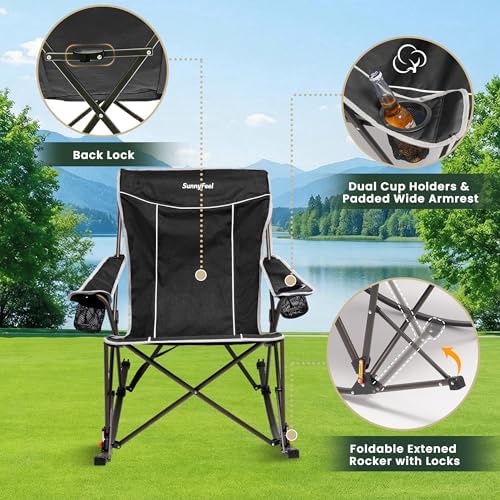 SUNNYFEEL 2 Pack Oversized Folding Rocking Camping Chair 500lbs