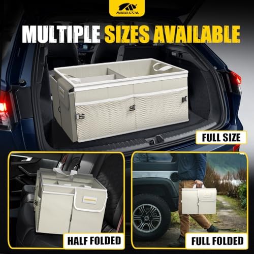 MIKKUPPA Trunk Organizer with Lid - 65L Collapsible Car Organizer, White