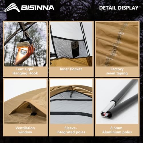 BISINNA Backpacking Tent 1/2/4 Person Lightweight Camping Tent