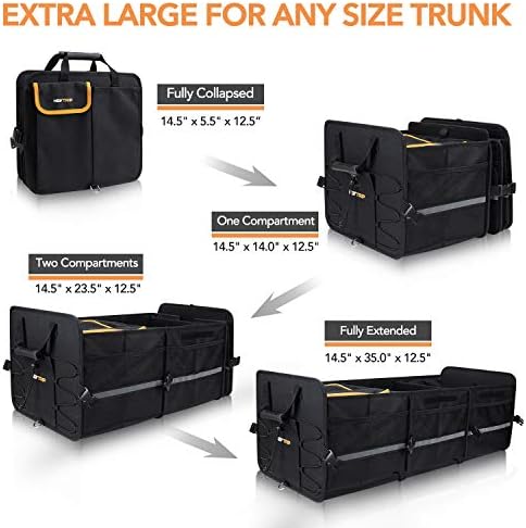 HEYTRIP Large Trunk Organizer with Built-in Leakproof Cooler Bag, Black