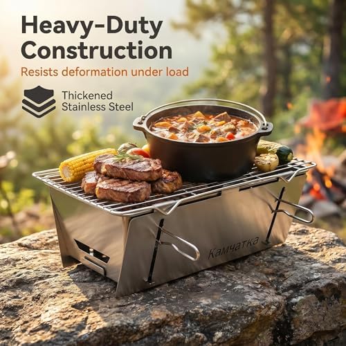 13 x 7 Inches Small Portable Charcoal BBQ Grill with 15 Metal Skewers