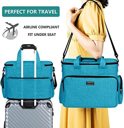 BAGLHER Dog Travel Bag, Pet Travel Bag (ALL Pet Travel Supplies), With 2 Pet Food Containers and 2 Collapsible Silicone Bowls; Essential Kits for Pet Travel Sky Blue
