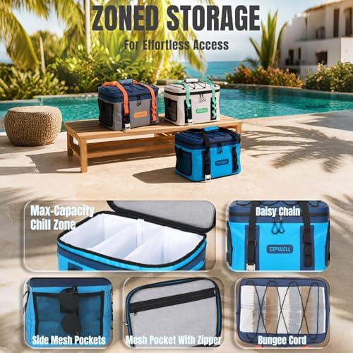 UPWELL Paddle Board Accessories, Waterproof SUP Cooler Bag with TPU Zipper, PVC Dry Bag, 42 Cans Surf Kayak Cooler