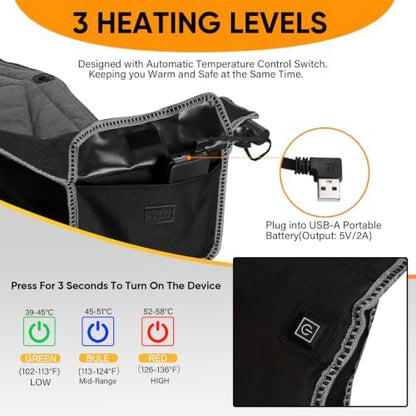 Northroad Heated Folding Loveseat Camping Chair Portable Double Duo Full Padded Garden Chair for 2 Person w/ 2 Cup Holder,Wine Glass Holder,Mesh Storage (Battery NOT Included)