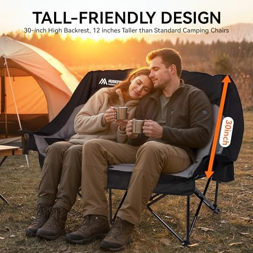Huskfirm High Back Double Camping Chair 2 Person Camping Chair Black