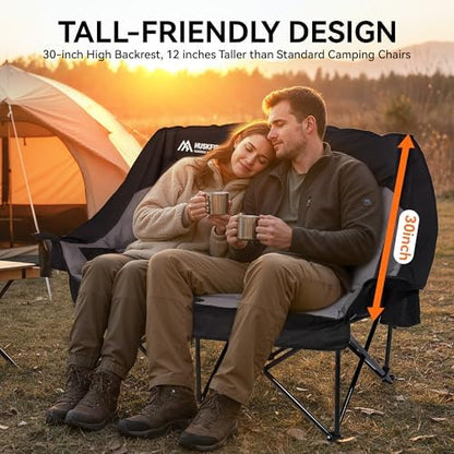 Huskfirm High Back Double Camping Chair 2 Person Camping Chair Black