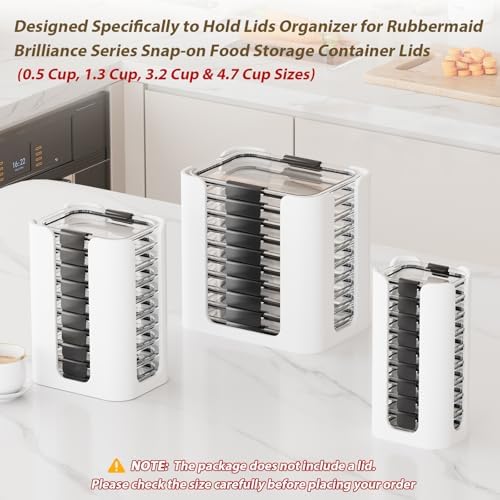 Lid Organizer for Rubbermaid Brilliance Nap-on Lids for 4.7/3.2/1.3/0.5 Cup