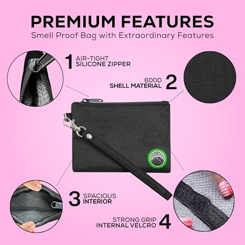 Small Smell Proof Bag 6" x 4", Smell Proof Container, Dog Tested Odor resistant Bag, Best Zipper Odor sealing Pouch Herbs and coffee, Money Organizer & Travel Medicine Bag, Scent resistent Containers