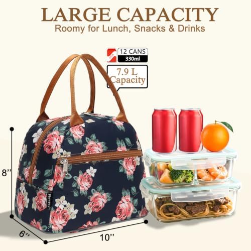 FlowFly Insulated Lunch Cooler Bag - Tote Bag Organizer for Women/Men, Rose