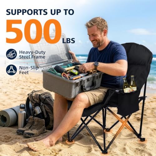 Oversized Camping Chair - Heavy Duty Folding Lawn Chair for Adults